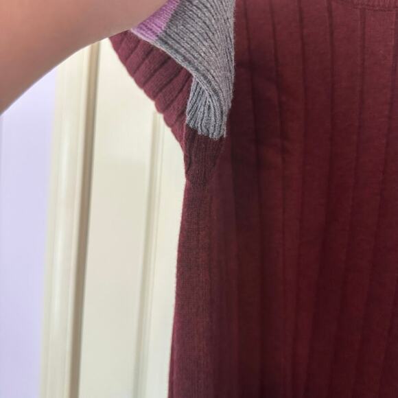 Tome Collective Short Sleeve Plum Ribbed Sweater Size L Merino Wool Blend - Picture 4 of 7